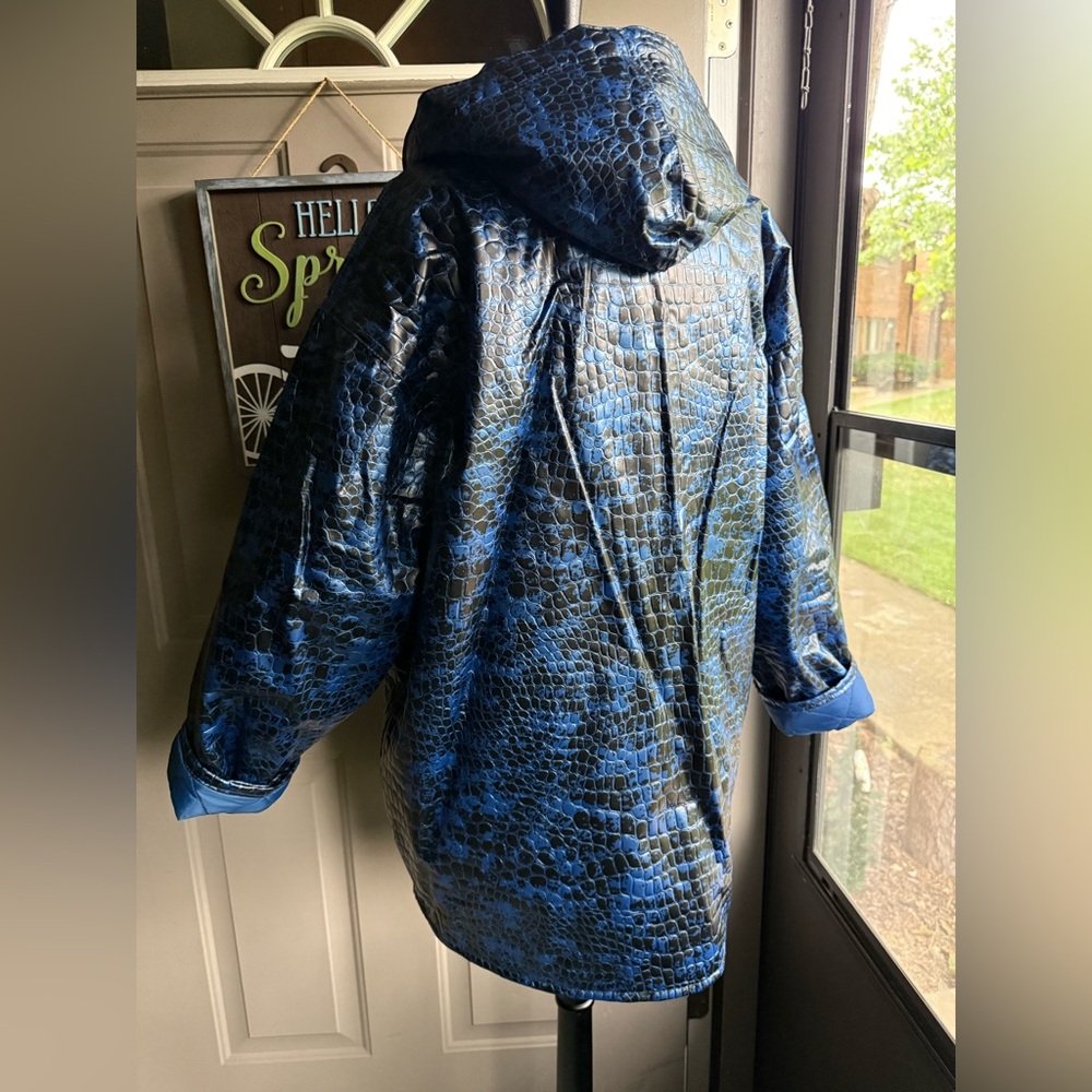 Vintage Kenn Sporn Wippette snakeskin quilted hooded rain coat, size large - Picture 7 of 16